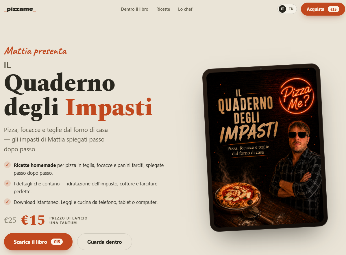 Pizza Me sales page