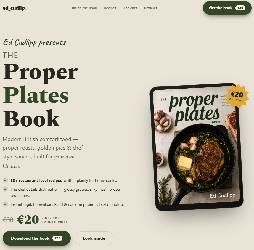 Proper Plates Book sales page